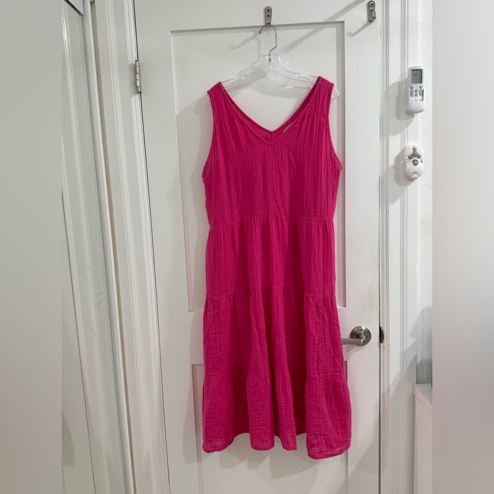 Sonoma Goods for life hot pink oversized sleeveless v neck cotton maxi dress